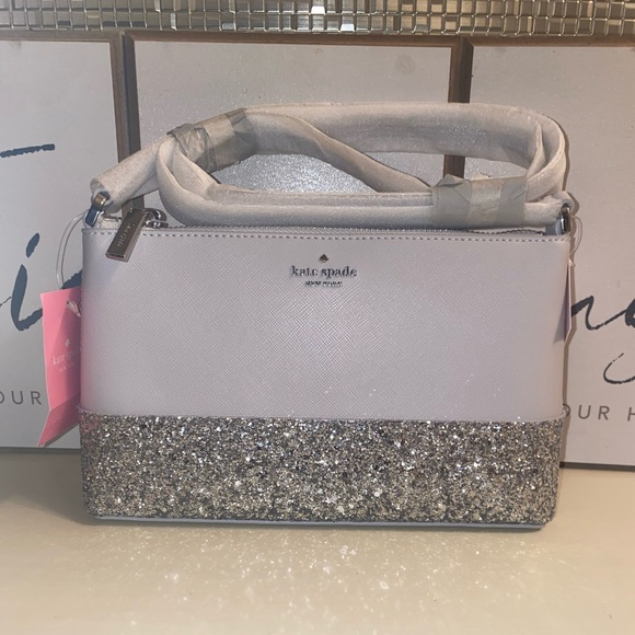 kate spade Handbags - Kate Spade Silver Sparkle Crossbody Bag || Grey